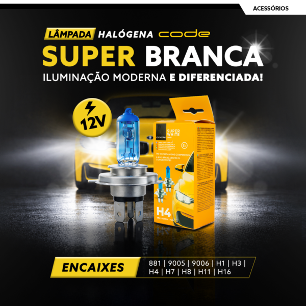 Lâmpada Halógena Super Branca 12V CODE