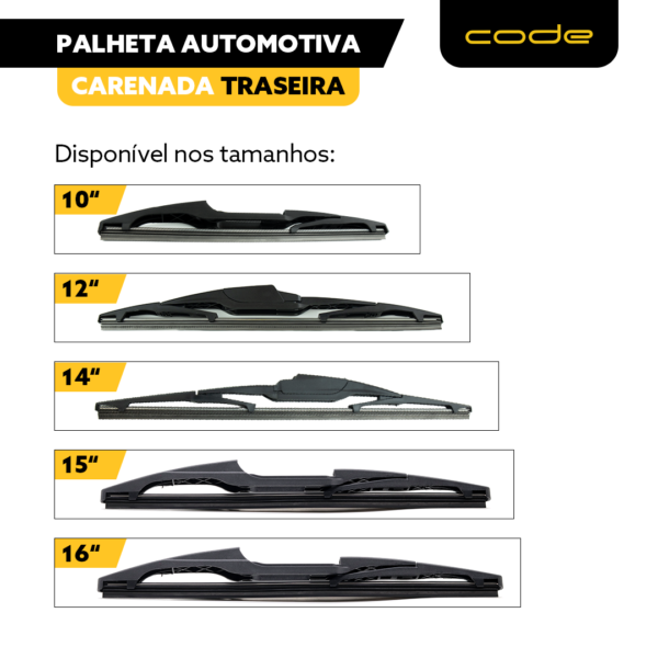 Palheta Automotiva Carenada Traseira CODE
