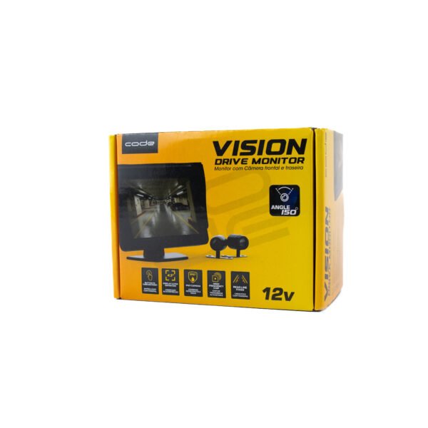 Kit Monitor Vision 4.3″ com Câmeras Borboletas de Ré e Frontal CODE