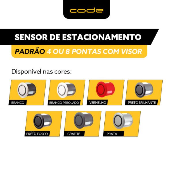 Sensor de Estacionamento Padrão 4 ou 8 Pontos com Visor CODE