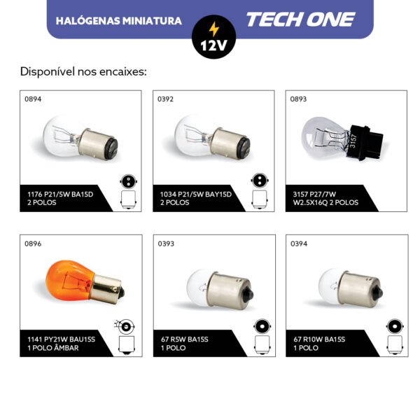 Lâmpadas Halógenas Miniatura 12V TECH ONE – Pacote com 10 unidades