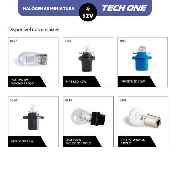 Lâmpadas Halógenas Miniatura 12V TECH ONE – Pacote com 10 unidades