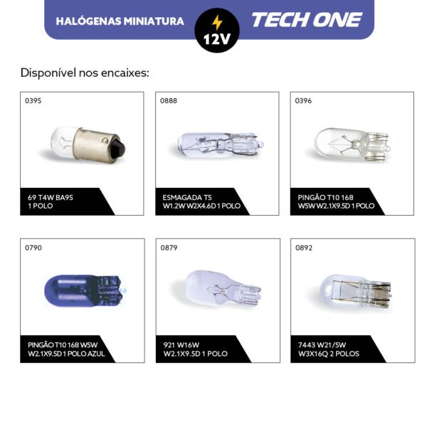 Lâmpadas Halógenas Miniatura 12V TECH ONE – Pacote com 10 unidades