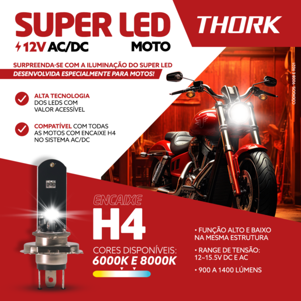 Lâmpada Super Led Moto 12V THORK
